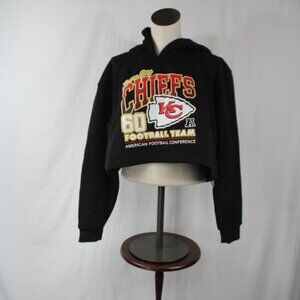 Kansas City Chiefs NFL Ultra Game Cropped Double Sided Large Hoodie Black NWT!